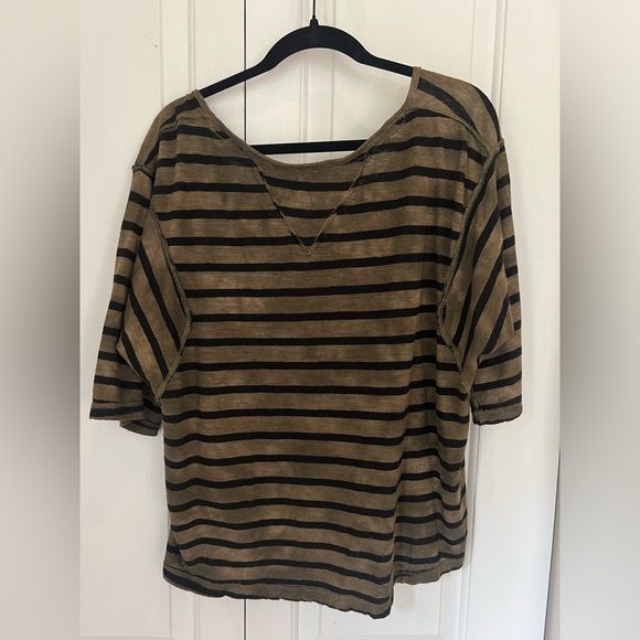 We the Free Head in the Clouds Stripe V Neck Tee Size Small - Picture 9 of 14